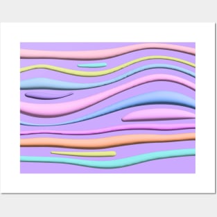 3D Colorful River Flowing Abstract Posters and Art